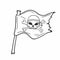 Doodle style jolly roger skull and crossbones illustration in vector format