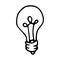 A Doodle-style light bulb. Symbol, ideas, lighting, innovation, inspiration. The element is hand-drawn and isolated on a white