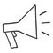 A Doodle-style mouthpiece. A symbol of gossip, spreading knowledge, and information. A simple black and white illustration is hand