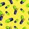 Doodle style seamless background pattern with pharmaceutical pills. Vector format