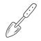 Doodle style shovel for soil and plant cultivation. Garden attribute icon isolated on white background for farming. Children sand