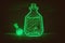 Doodle Style Simple Colorful Saint Patrick\\\'s Potion on Wooden Table, Green Neon Lights, Generative AI