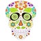 Doodle stylized colorful skull, hand drawing