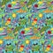 Doodle Summer Beach Seamless Pattern