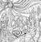 Doodle surreal landscape coloring page for adults. Fantastic psychedelic graphic artwork.