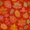 Doodle textured leaves seamless pattern