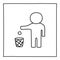 Doodle Tidy Man or Do Not Litter icon or logo, hand drawn with thin black line