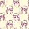 Doodle tigers childish cartoon groovy boho illustration naive funky handdrawn style art seamless pattern vector