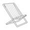 Doodle Tourist or beach folding chair. Equipment for camping, car travel, garden, beach. A piece of outdoor furniture. Outline