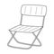 Doodle Tourist folding chair. Camping equipment, car travel, garden. A piece of furniture. Outline black and white vector