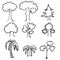 Doodle tree collection handdrawn cartoon style