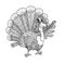 Doodle turkey. Cartoons monochrome coloring page for adult, for children, for web, for print art design elements