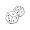 Doodle of two dice with contour