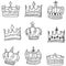 Doodle of various crowns hand draw