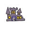 Doodle vector color creepy castle. Cartoon fortress