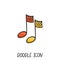 Doodle vector multimedia musical note icon. Sound button, design element.