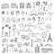 Doodle wedding icon set with decorative elements