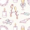 Doodle wedding table decoration seamless pattern. Hand drawn celebration background