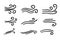 Doodle wind. Hand drawn air icons. Natural movement of the air symbols. Vector concept