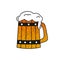 Doodle woden mug of craft beer for beer menu design or symbol for brewery ioslated on white background