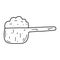 Doodle wooden scoop with flour. Sketch vector illustration of cereals, sugar, powder, coconut flakes