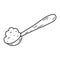 Doodle wooden spoon with flour. Sketch vector illustration of cereals, sugar, powder, coconut flakes