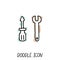 Doodle wrench and screwdriver icon. Working icon, equipment, technology, machinery.