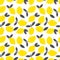Doodle yellow lemons with leaf vector seamless pattern