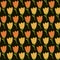 Doodle yellow tulip pattern. Cute seamless background.