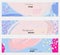 Doodled circles scribbles strokes pink blue banner set