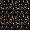 Doodles creative ideas dark color seamless pattern.