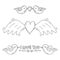 Doodles love wedding and valentine decor elements set