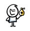 Doole cartoon character with medicine bottle in the hand.