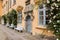 Door and benches on the courtyard of Eutin castle