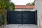 Door black access aluminum gray gate and double portal grey of suburb house