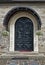 The door of the church with the image of the saints.