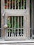 Door of empty wooden bird cage in retro style