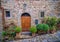 Door in the Etruscan city of Cortona, Tuscany Italy