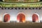 The Door of Geyongbokgung Palace at night in Seoul Korea.