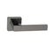 Door glossy handle in black nickel plated square shape on split base isolated