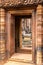 Door and guardian sculpture at Banteay Srei temple, Siem Reap, Cambodia, Asia