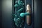 a door handle with colonies of bacteria, some growing and others dying