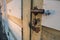 Door handle and lock with rust