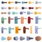 Door handles icons set, cartoon style