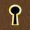 Door keyhole of golden metal