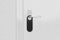 Door knob with blank black doorhanger mock up, 3d illustration