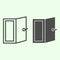 Door line and solid icon. Open home doorway exit or entrance outline style pictogram on white background. Apartment and