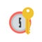 Door lock with key vector icon