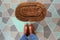 Door mat with Brown shoes Welcome entry designer doormat