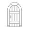 Door medieval vector outline icon. Vector illustration doors castle on white background.  outline illustration